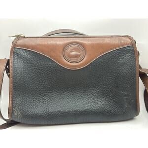 Dooney & Bourke Women Black Brown Pebbled Leather Adjustable Strap Crossbody Bag